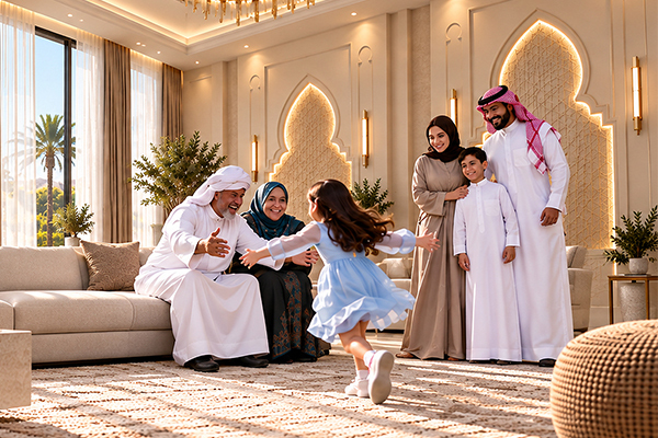Bahrain family gathering at home